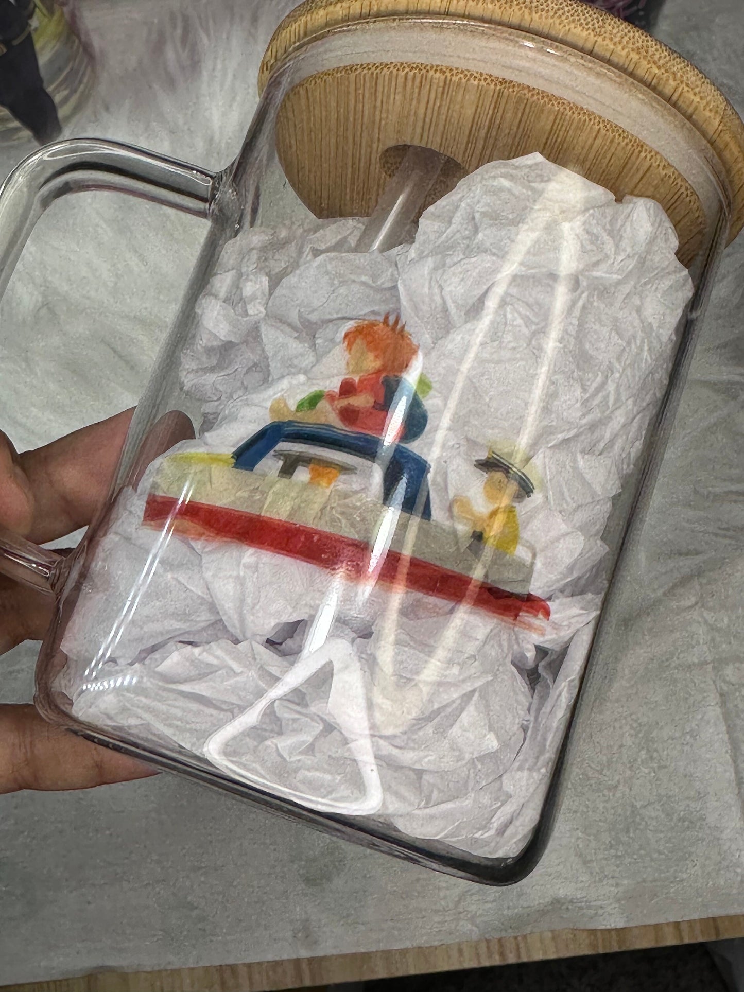 16oz Glass Can Ponyo & Sosuke 16oz Beer Can Glass - Studio Ghibli Anime Gift anime inspired Japanese film