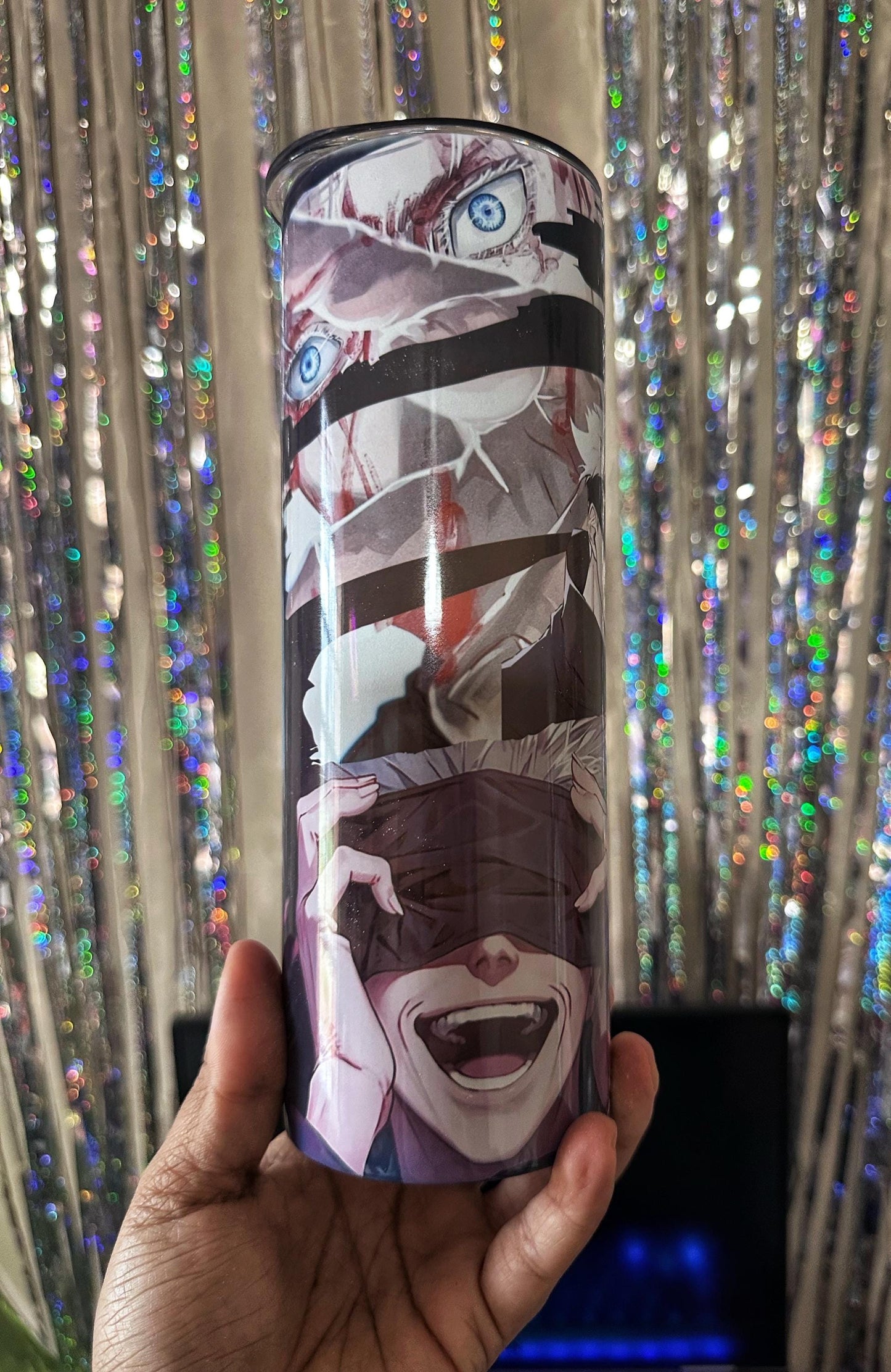 20oz Tumbler anime inspired Satoru Gojo - Jujutsu Kaisen Anime Cup, Otaku Gift, Domain Expansion, sorcerer, white hair, blue eyes