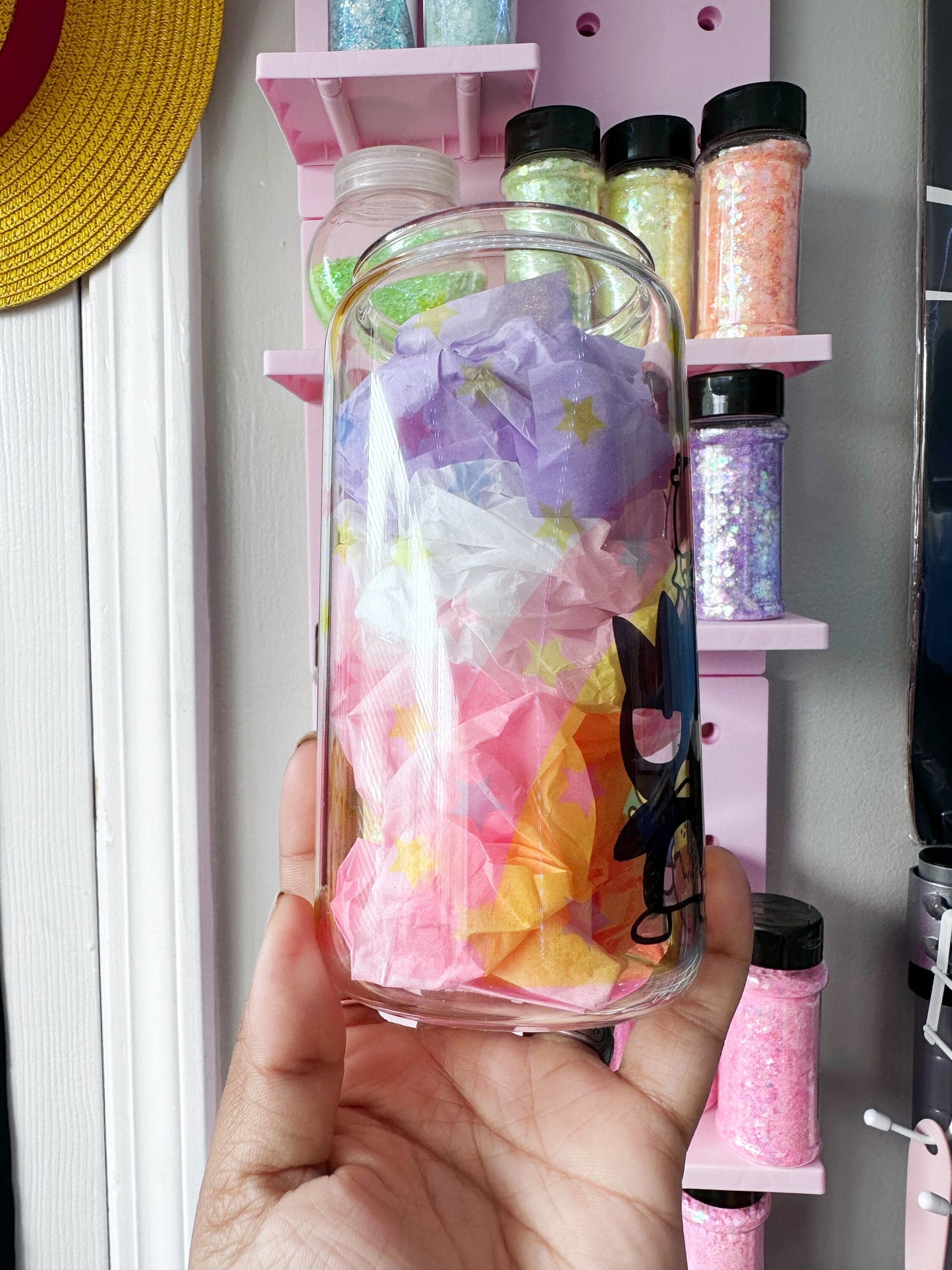 16oz Glass can / anime inspired Hello Kitty and Friends rainbow party 16oz sublimated sublimation anime glass can Sanrio Friends Gift