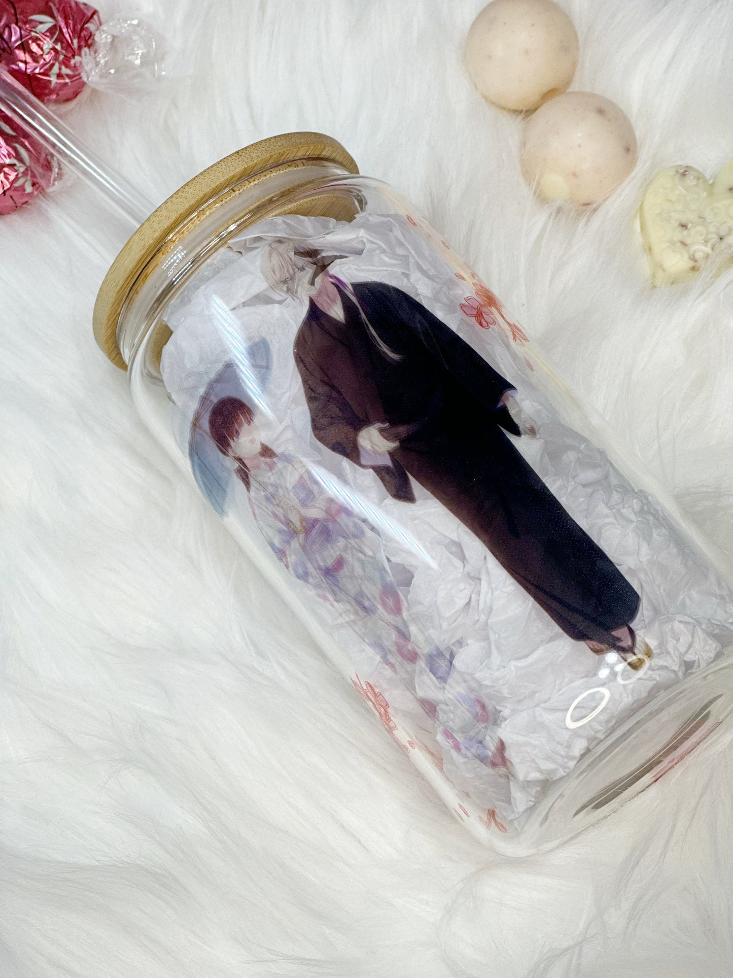 16oz Glass Can My Happy Marriage Lord Kudo and Miyo Saimori Anime Glass Can 16oz anime cup