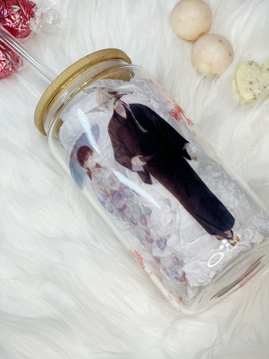 16oz Glass Can My Happy Marriage Lord Kudo and Miyo Saimori Anime Glass Can 16oz anime cup