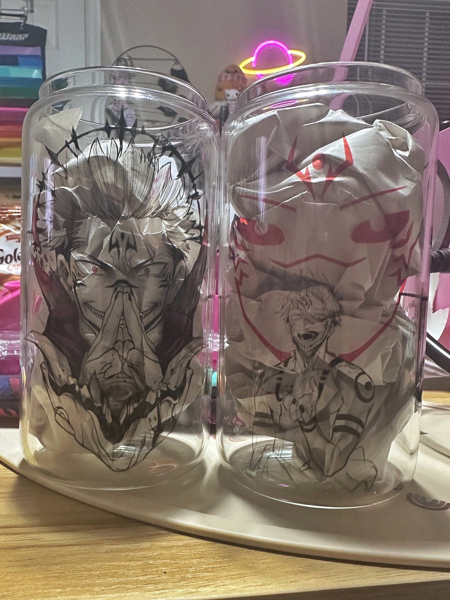 16 oz Glass Can / anime isnpired Juji Itadori Sakuna JuJutsu Kaisen Anime Glass Can 16oz anime cup