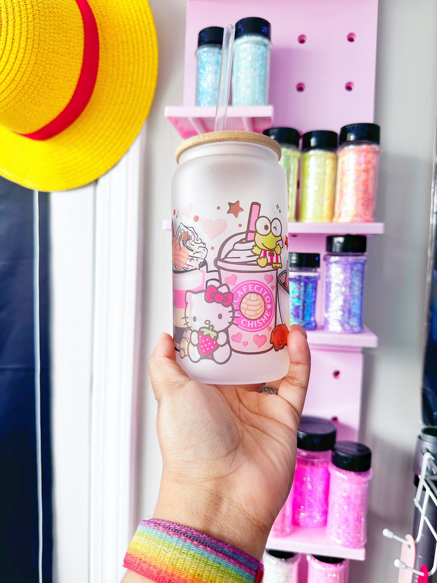 16 oz Glass Can Hello Kitty Café Latte  - Sanrio Friends Gift