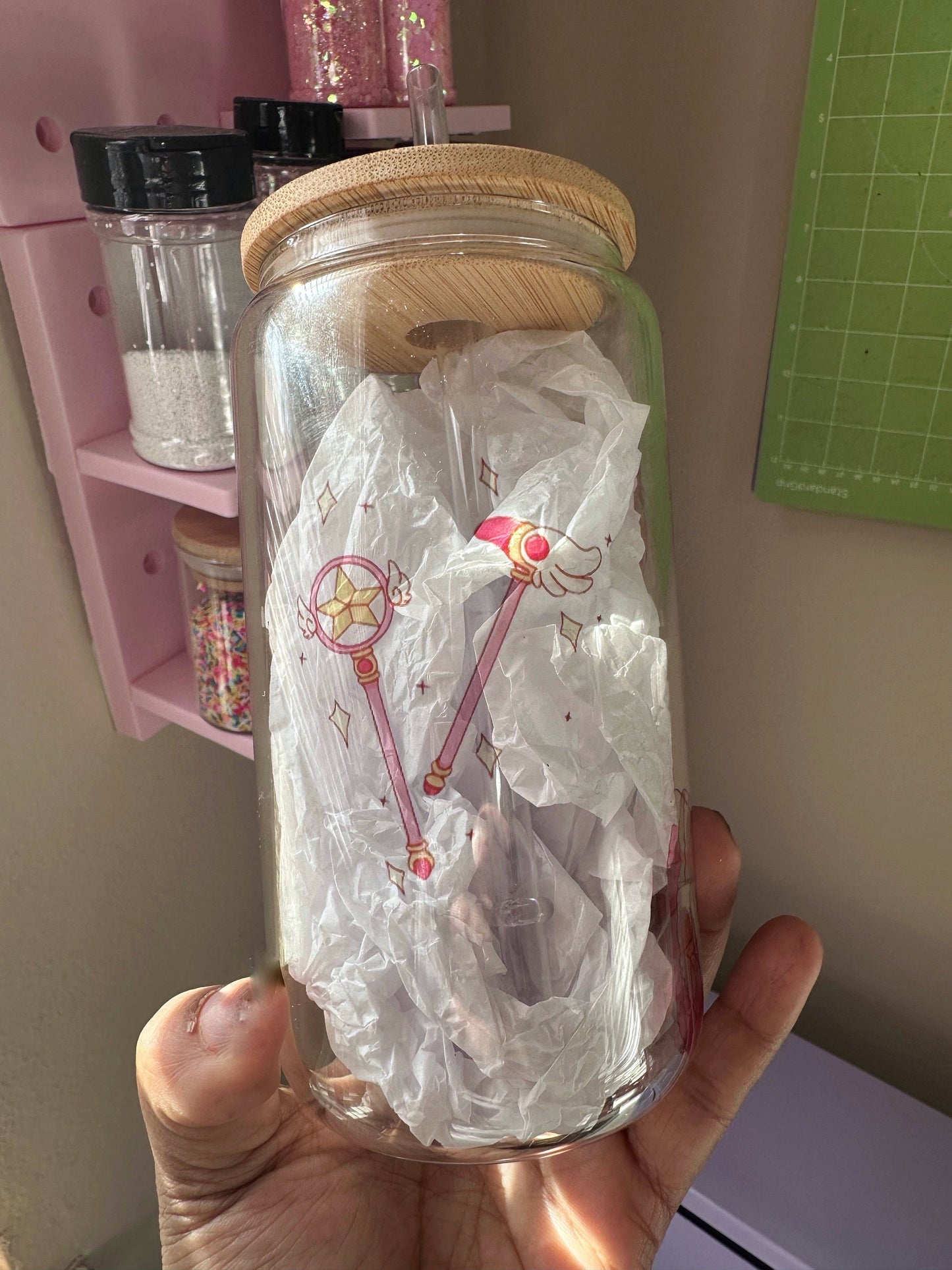 16oz Glass Can Sakura Cardcaptor Sakura Clear Cardcaptor Anime Glass Can 16oz anime cup