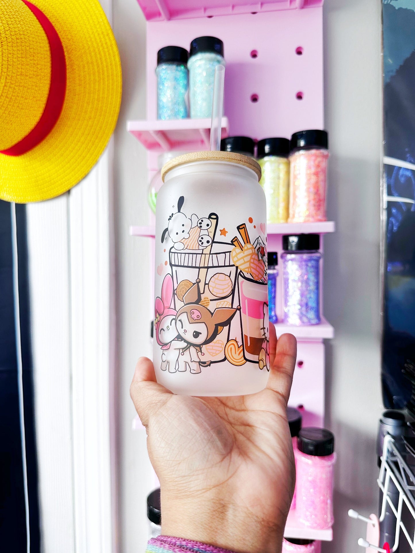 16 oz Glass Can Hello Kitty Café Latte  - Sanrio Friends Gift