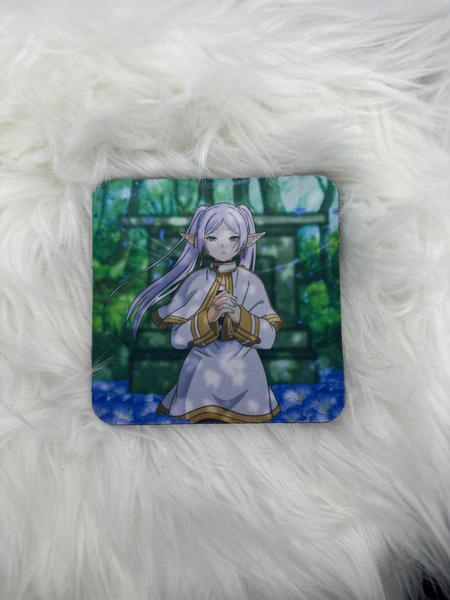 Frieren: Beyond Journey’s End Square coaster and Car Coaster - Frieren & Fern Anime Design elf, dungeonsanddragons