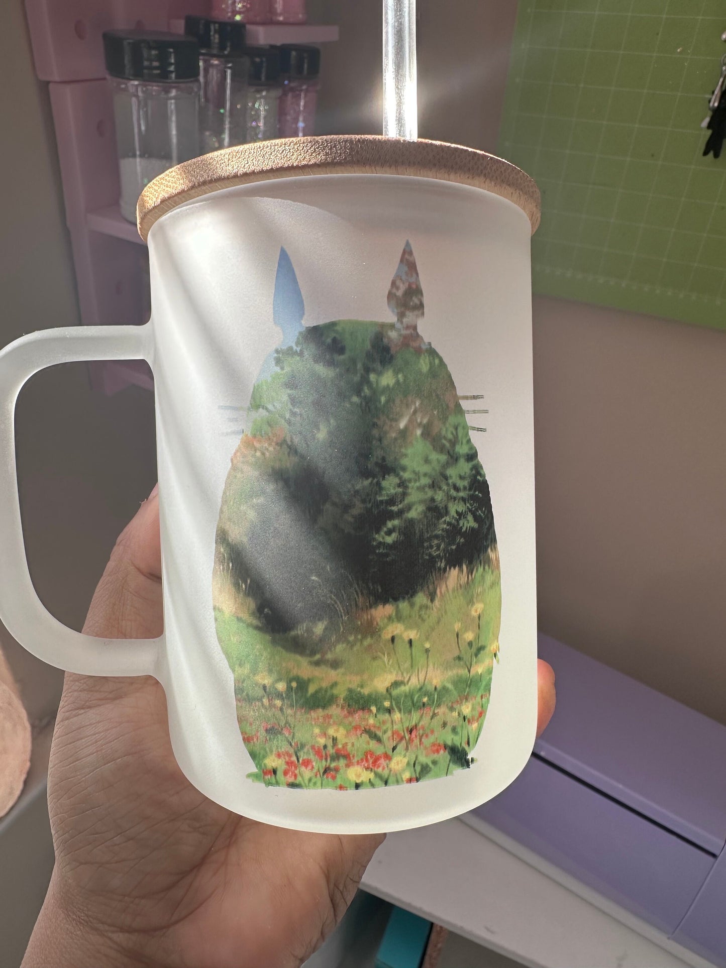 16oz Beer Can Glass Totoro My Neighbor Totoro Studio Ghibli inspired Glass Cup Anime Aesthetic Anime Glass Can 16oz anime cup