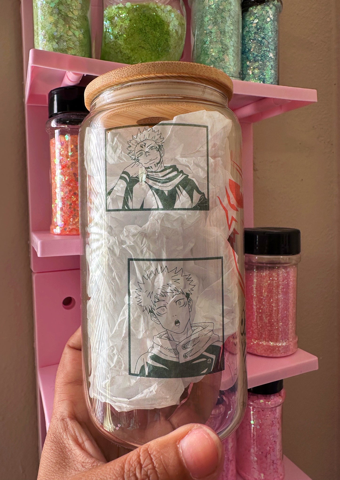 16 oz Glass Can / anime isnpired Juji Itadori Sakuna JuJutsu Kaisen Anime Glass Can 16oz anime cup