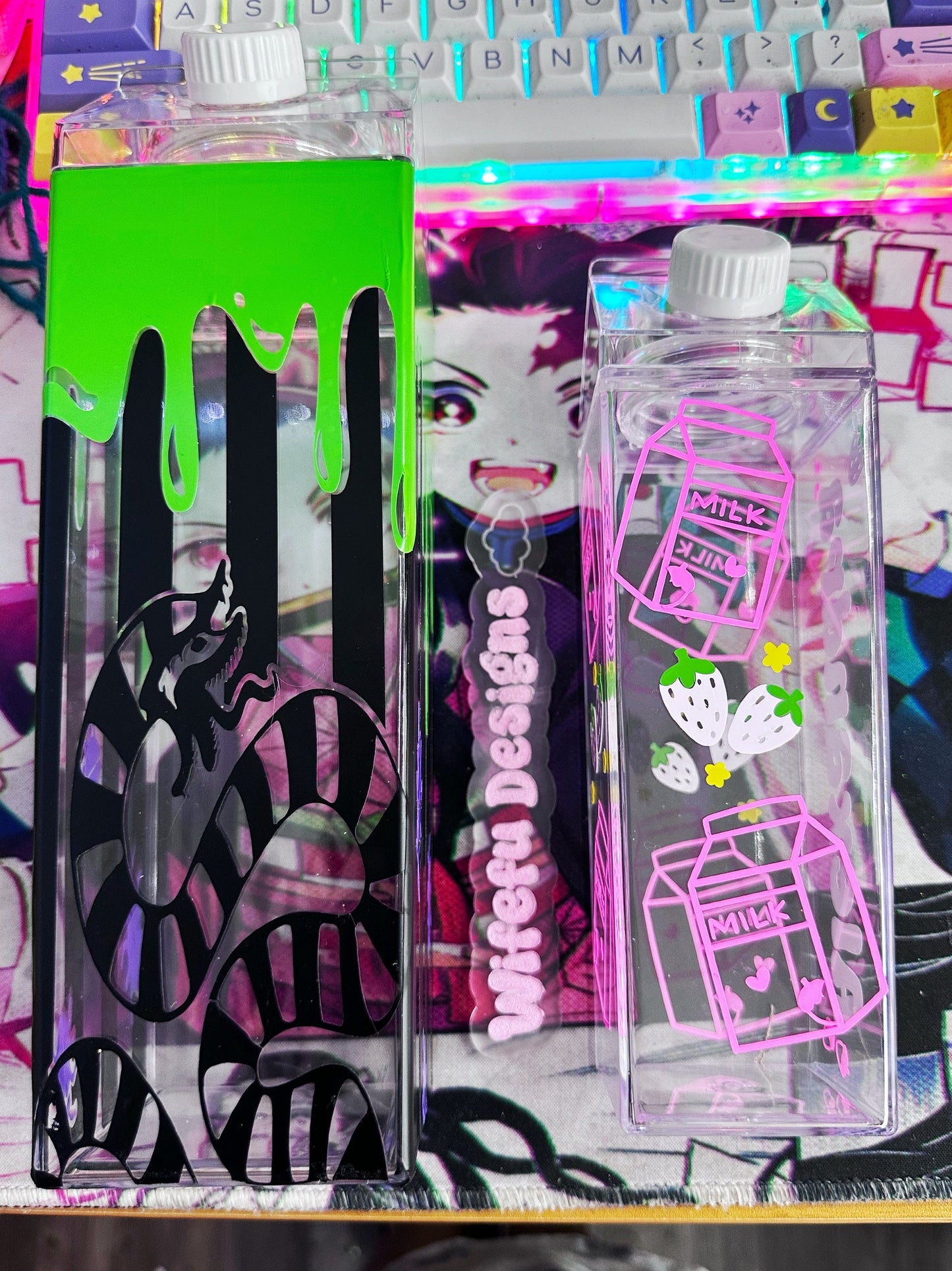 32oz Milk Carton Beetlejuice snake drip bottle milk carton 32oz or 17 oz