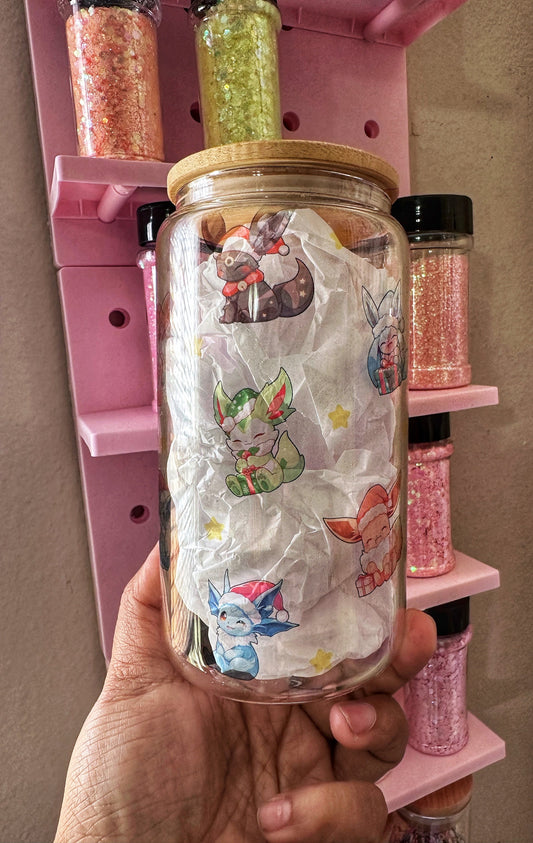 16oz Glass Can Eevee evolution Pokémon Pokemon Holidays Gifts 90 memories Christmas present