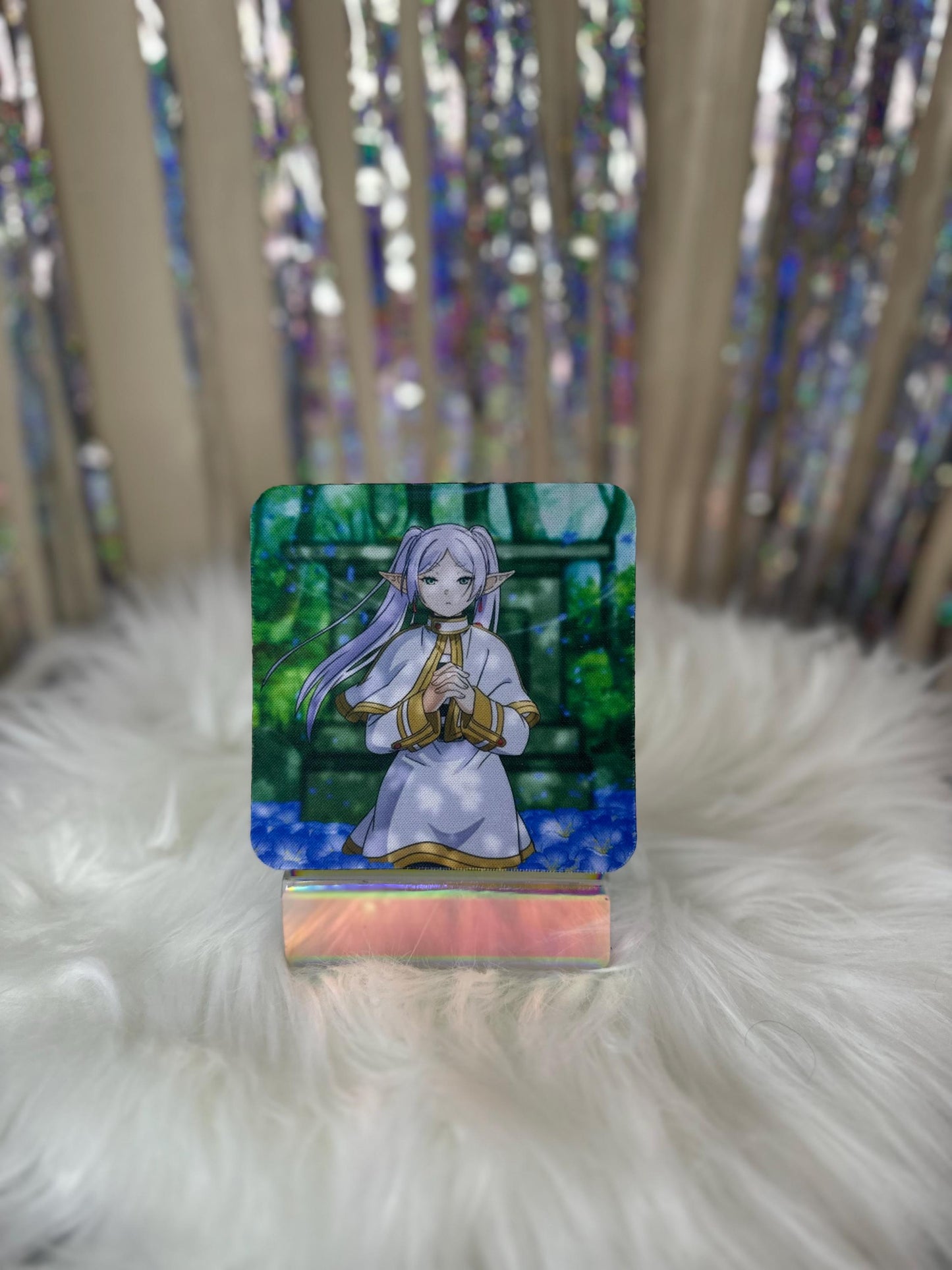 Frieren: Beyond Journey’s End Square coaster and Car Coaster - Frieren & Fern Anime Design elf, dungeonsanddragons