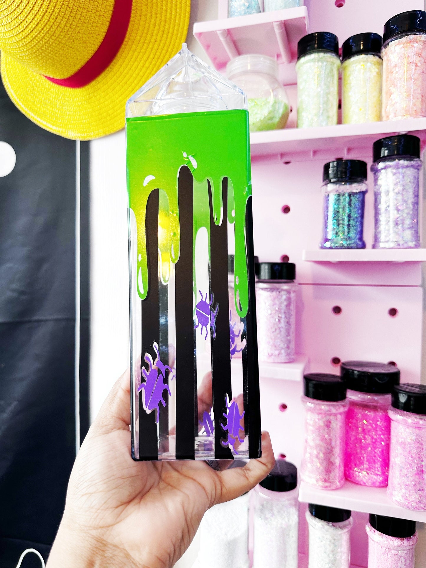 32oz Milk Carton Beetlejuice snake drip bottle milk carton 32oz or 17 oz