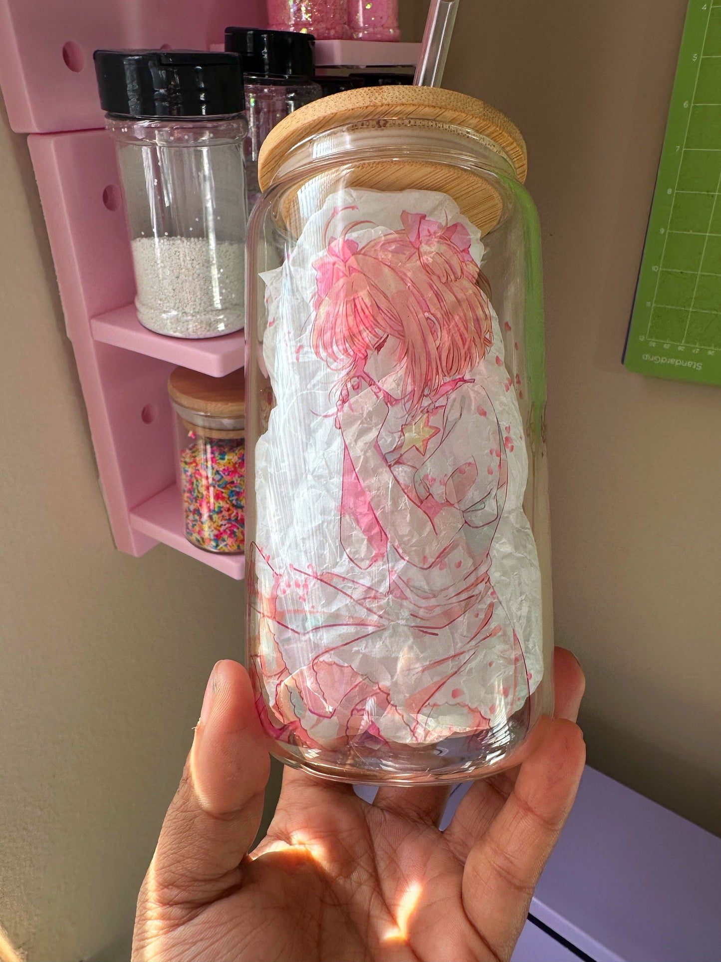 16oz Glass Can Sakura Cardcaptor Sakura Clear Cardcaptor Anime Glass Can 16oz anime cup