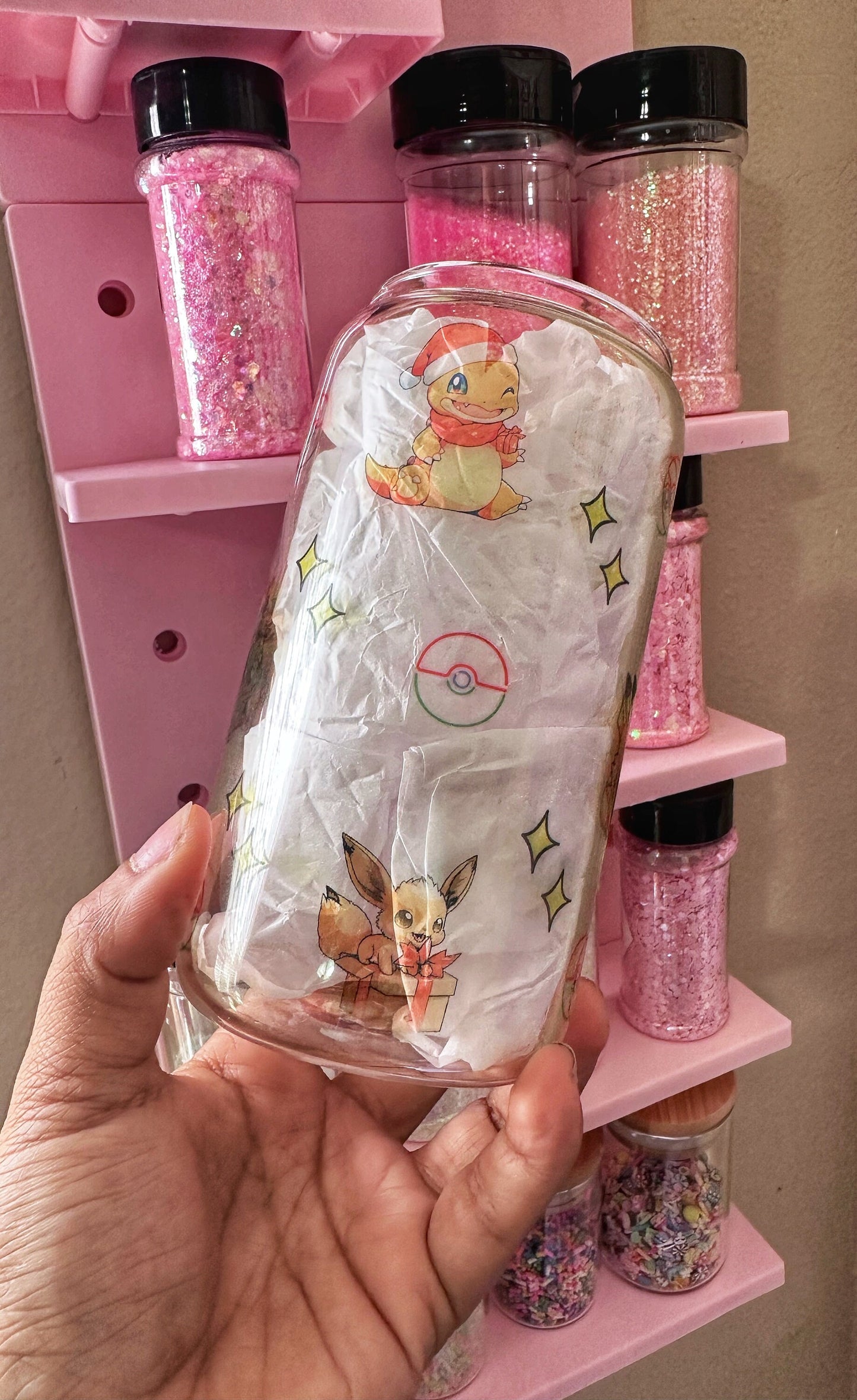 16oz Glass Can Pokémon Pikachu Charmander Eevee Holidays Gifts 90 memories Christmas present