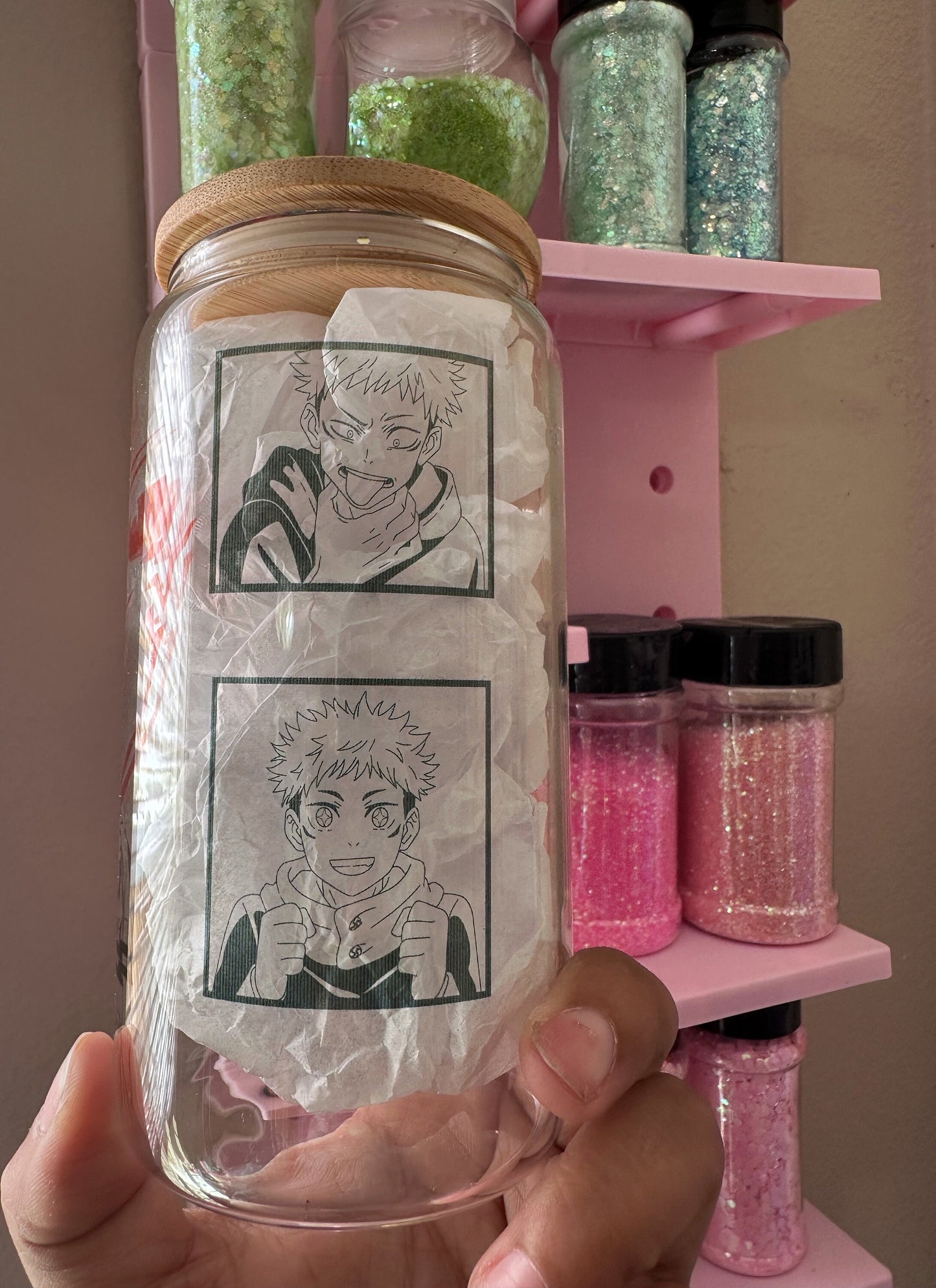 16 oz Glass Can / anime isnpired Juji Itadori Sakuna JuJutsu Kaisen Anime Glass Can 16oz anime cup