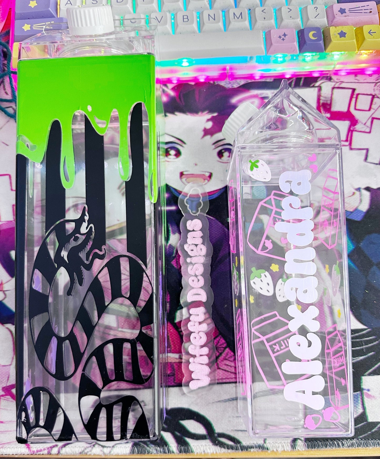 32oz Milk Carton Beetlejuice snake drip bottle milk carton 32oz or 17 oz