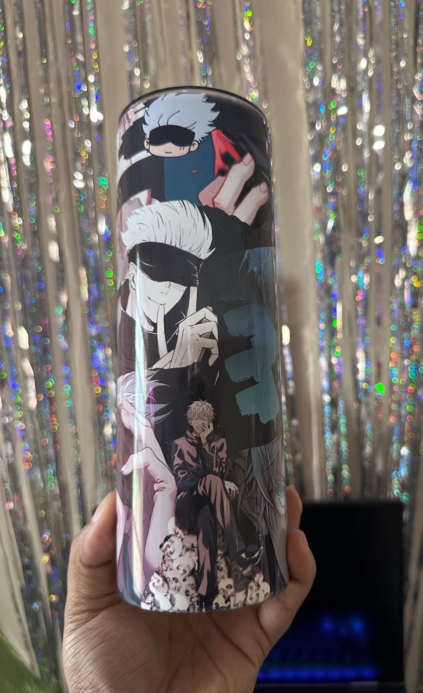 20oz Tumbler anime inspired Satoru Gojo  - Jujutsu Kaisen Anime Cup, Otaku Gift, Domain Expansion, sorcerer, white hair, blue eyes