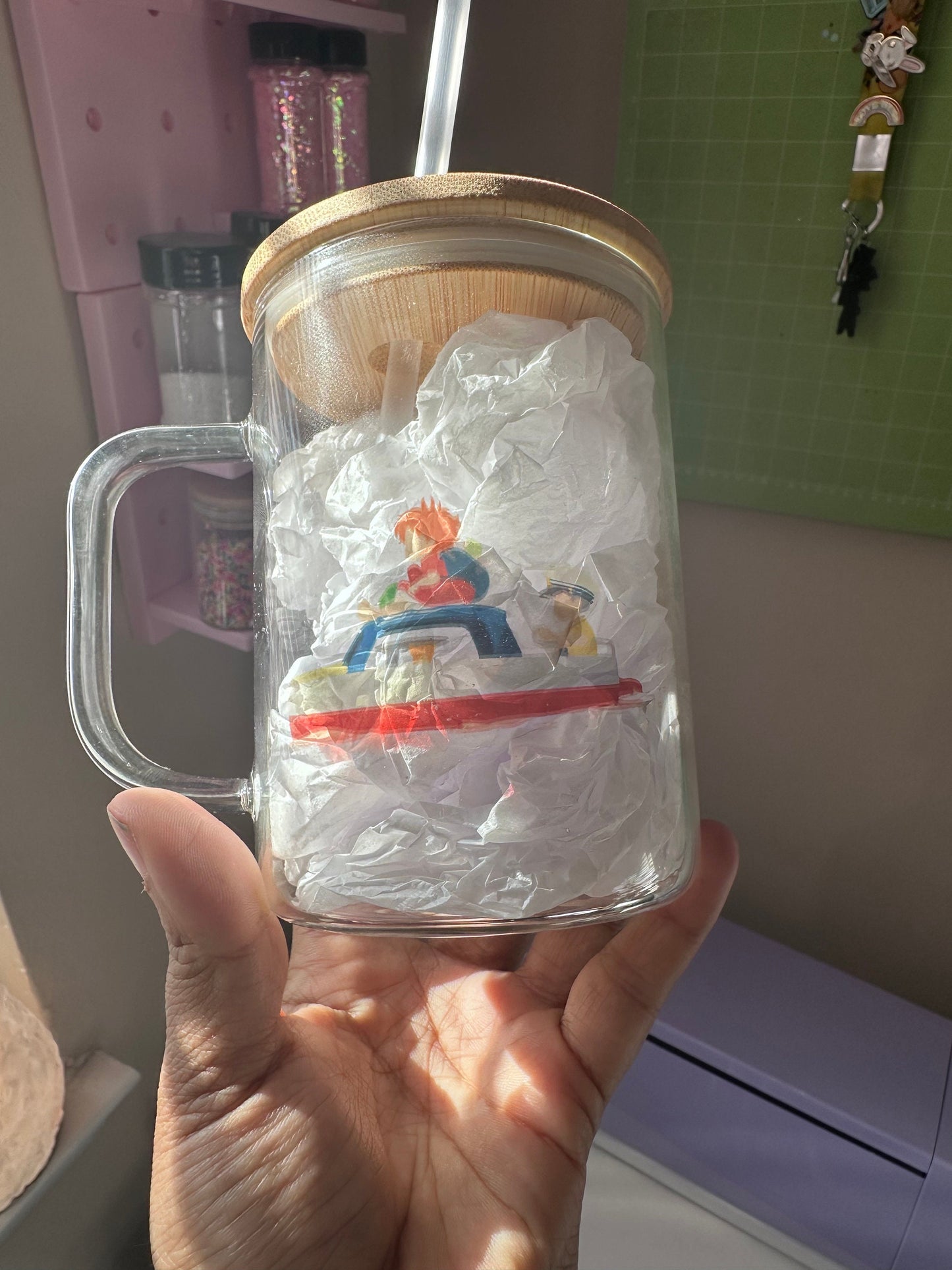 16oz Glass Can Ponyo & Sosuke 16oz Beer Can Glass - Studio Ghibli Anime Gift anime inspired Japanese film