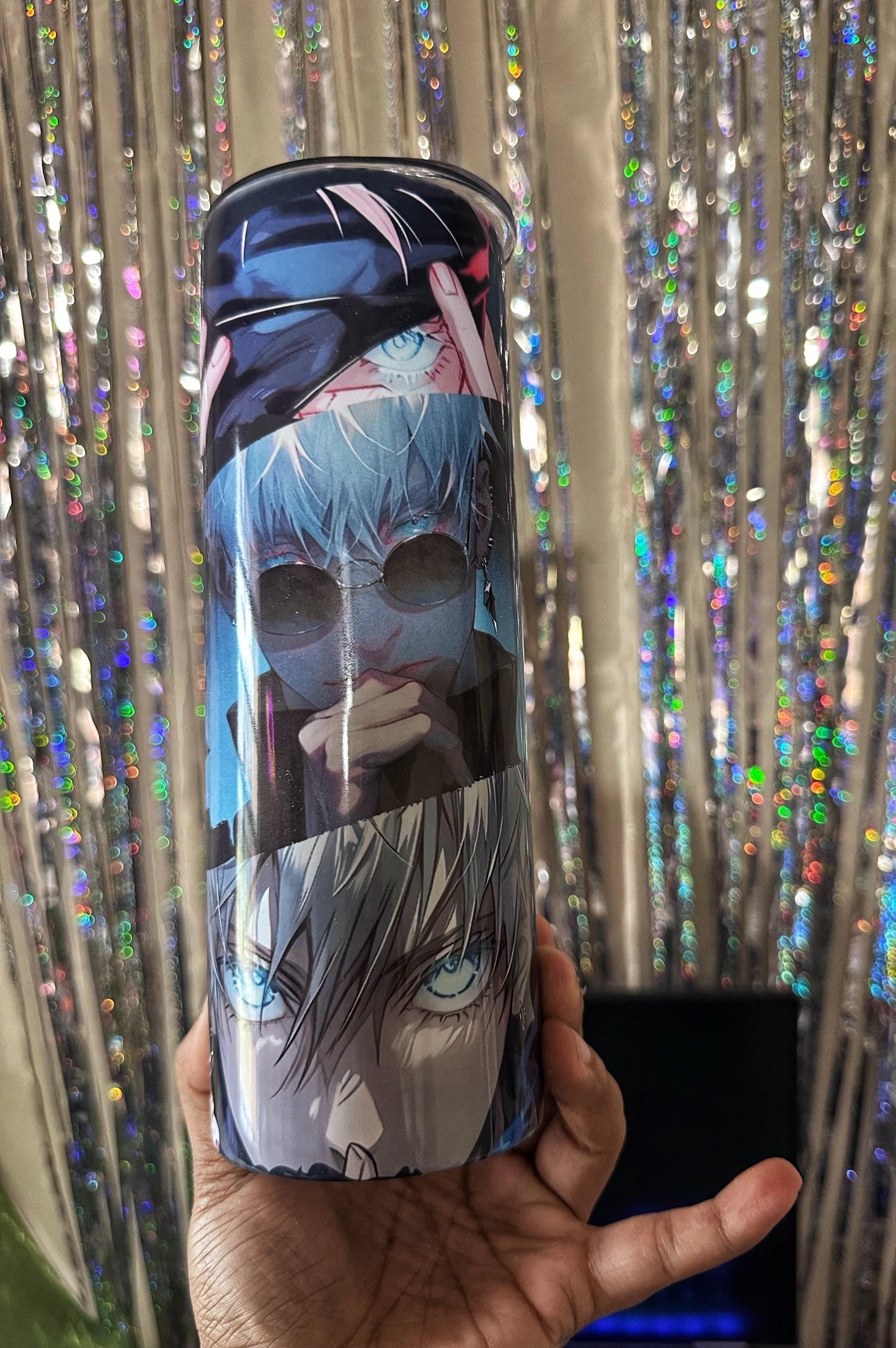 20oz Tumbler anime inspired Satoru Gojo  - Jujutsu Kaisen Anime Cup, Otaku Gift, Domain Expansion, sorcerer, white hair, blue eyes