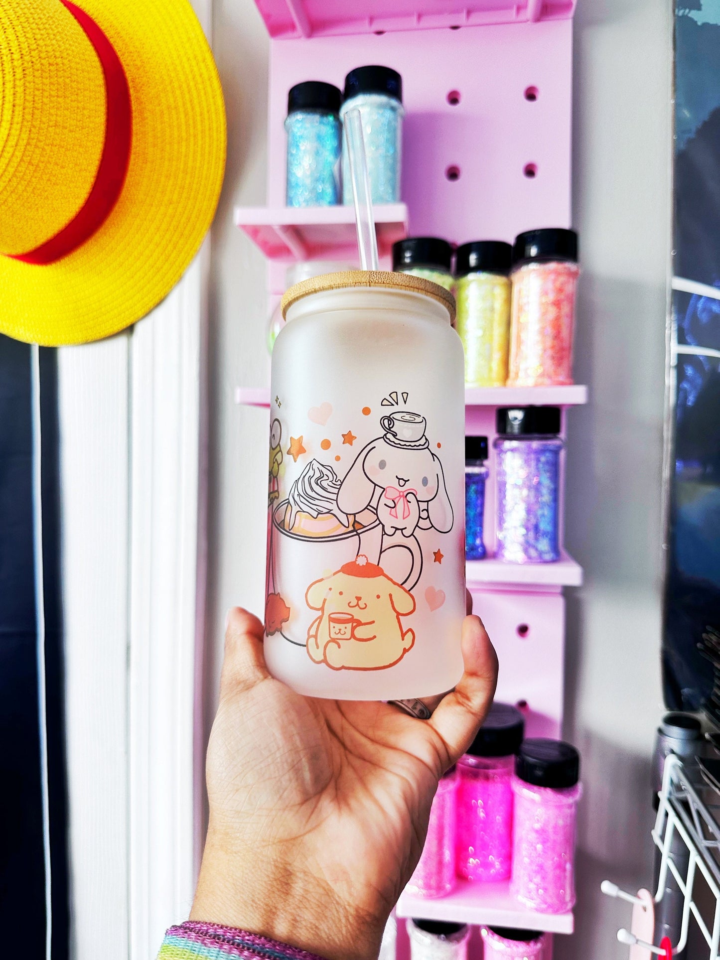 16 oz Glass Can Hello Kitty Café Latte  - Sanrio Friends Gift