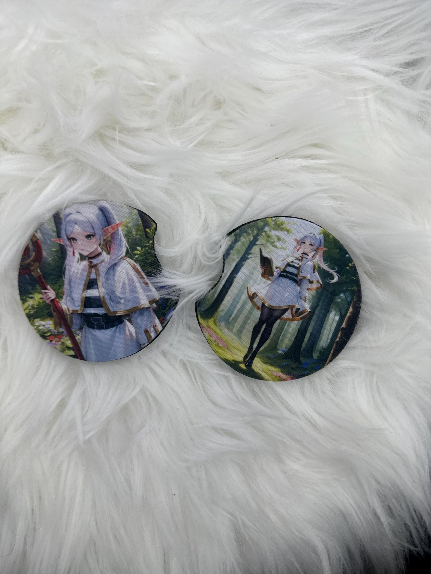 Frieren: Beyond Journey’s End Square coaster and Car Coaster - Frieren & Fern Anime Design elf, dungeonsanddragons