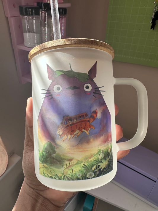 16oz Beer Can Glass Totoro My Neighbor Totoro Studio Ghibli inspired Glass Cup Anime Aesthetic Anime Glass Can 16oz anime cup