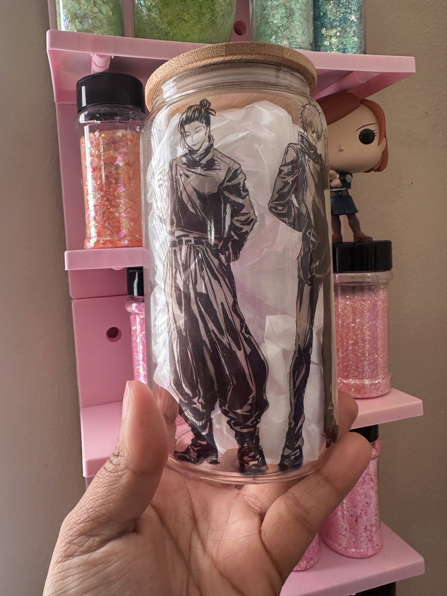 16oz Glass can Geto Suguru Gojo Satoru Gojo Geto Sorcerers  Best Friendo JuJutsu Kaisen Anime Glass Can 16oz anime cup Itadori Juji