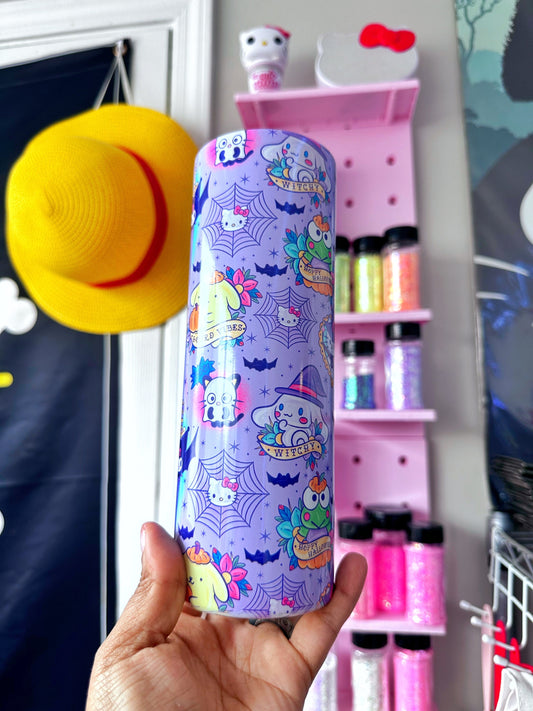 20oz tumblerHello Kitty spooky Halloween s pastel goth lavender kuromi sanrio witchy cobweb kawaii cute spooky